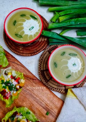 A picture of Leek and Sweet Potato Soup.