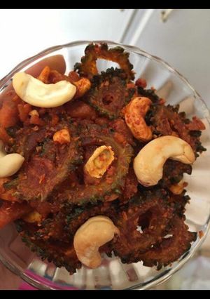 A picture of Bitter gourd cashew pickle.