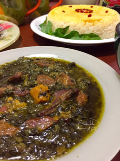 عکسی از دستور خورشت آلو اسفناج با گوشت گوسفندی