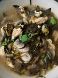 Pickled turnip chicken noodle soup雪菜鸡丝米线