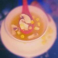 Mushroom corn soup A picture of Mushroom corn soup.
