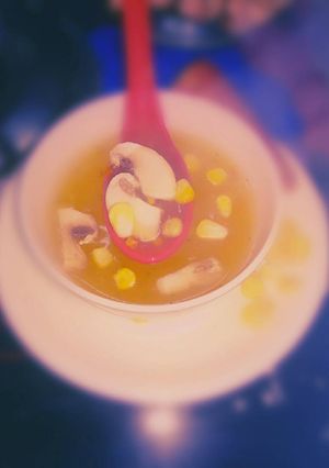 A picture of Mushroom corn soup.