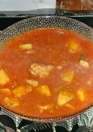 صورة لوصفة بطاطس 🥔 مطبوخة باللحم