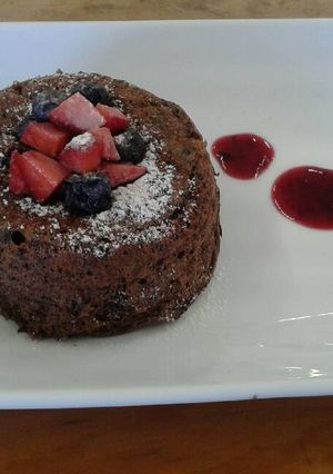 Una foto de Soufflé de chocolate
