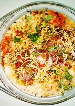 A picture of Dahi Bara Aloo Dum.