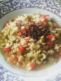 Una foto de Arroz meloso de verduras