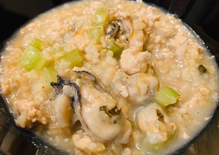 Simple Way to Make Homemade Oyster Minced Chicken Congee