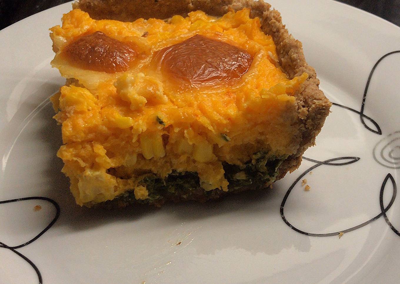 Tarta de calabaza y choclo con espinaca con masa integral casera