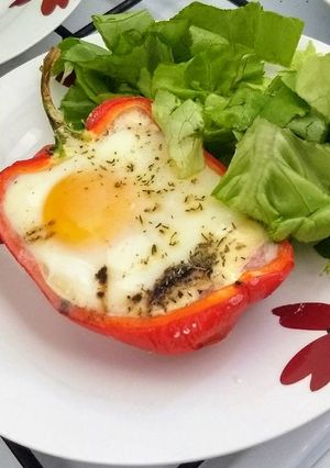 Una foto de Morrón relleno saludable