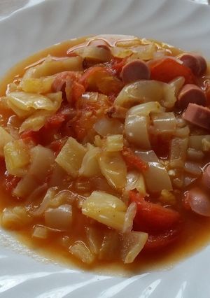 Natúr lecsó (virslivel) recept fotója