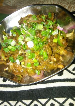 A picture of Spinach baby corn Manchurian.