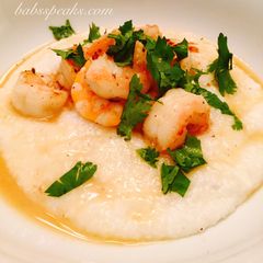 A picture of Garlic Lemon Shrimp with Cheddar Cheese Grits.