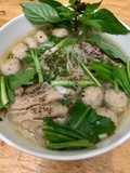 Phở Tái Nạm Bò Viên (Vietnamese Beef Noodle Soup with Rare Beef, Brisket, and Beef Meatballs)