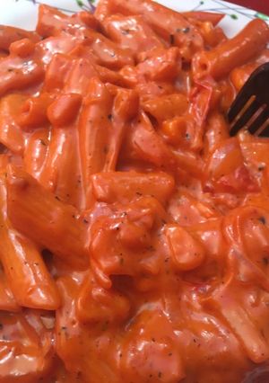 A picture of Red sauce pasta.