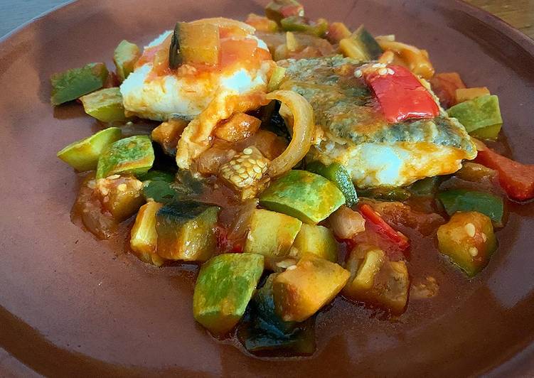 Bacalao con pisto grueso