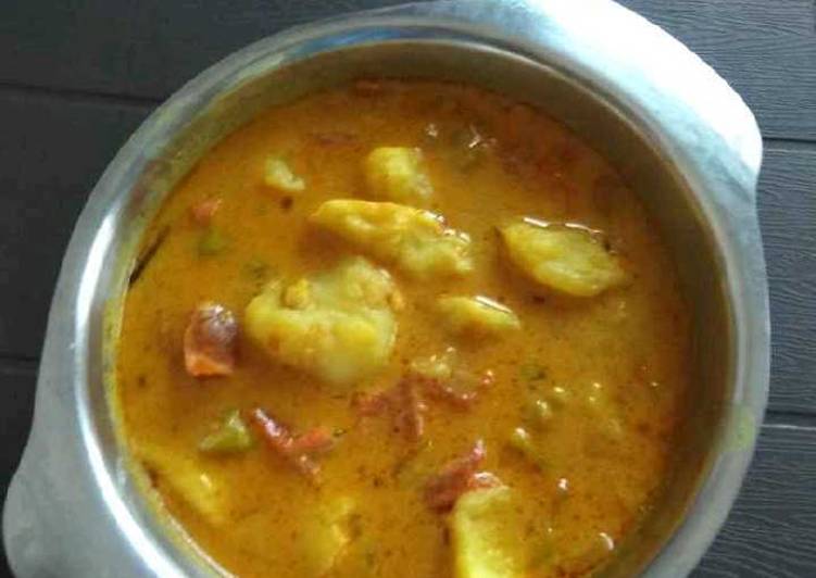 Potato sabji in buttermilk curry