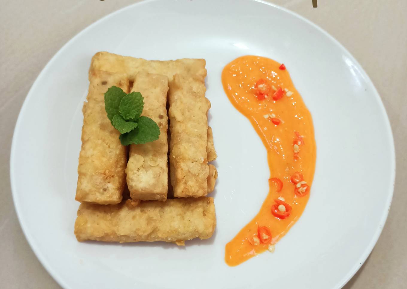 Aromatic Tempe fries with rawit mayonaise