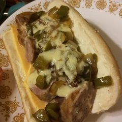 A picture of Philly Cheesesteak Brats.