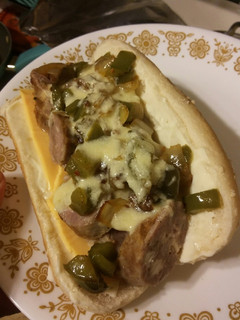 A picture of Philly Cheesesteak Brats.