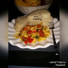A picture of White yam with garlic egg source by s@lma ful@rny.