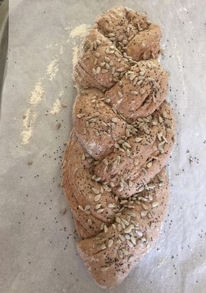 A picture of Health bread using a bread machine.