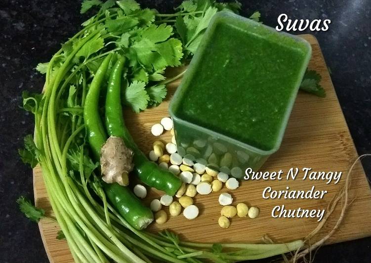 Recipe of Ultimate Sweet And Tangy Coriander Chutney