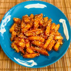 A picture of Indo~Chinese Crispy Chilli 🌶️ Potato 🥔Just in 15 Minutes ❤️.
