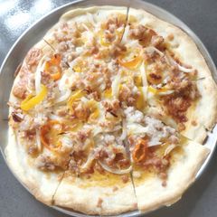 A picture of Ground Pork Pizza(no yeast and baking powder).