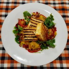A picture of Grilled Garlic Paneer-Orange, Pomegranate Salad (A Healthy Meal).