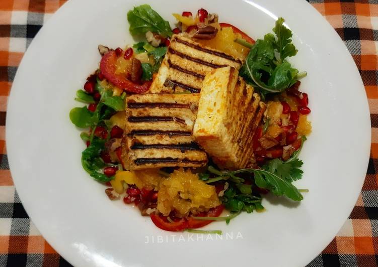 Step-by-Step Guide to Prepare Any-night-of-the-week Grilled Garlic Paneer, Orange, Pomegranate Salad