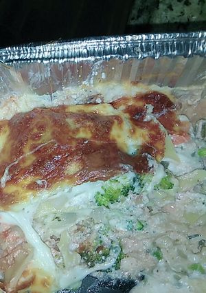 A picture of Cheesey broccoli lasagna side dish.