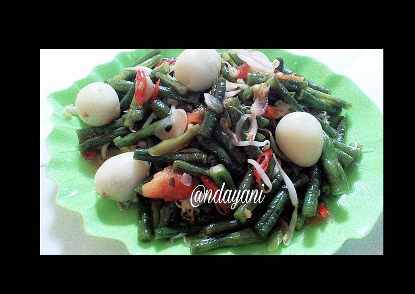 Oseng Kacang Panjang Telur Puyuh