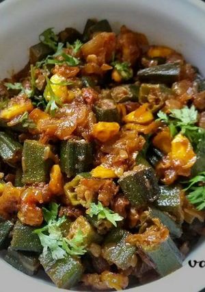 A picture of Bhindi corn masala.