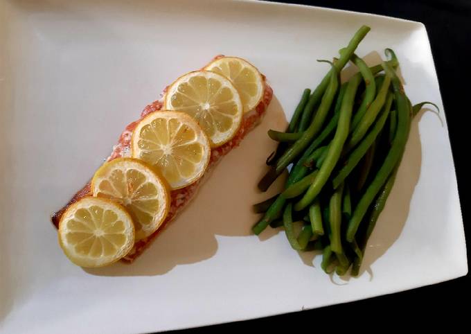 Salmon with allotment greens