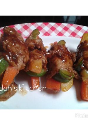 Foto resep Colorful Veggies Wrapped in Teriyaki Beef