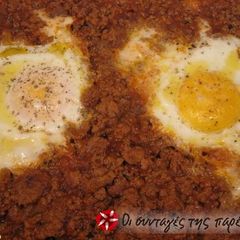 Ground meat with eggs A picture of Ground meat with eggs.