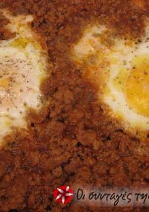 A picture of Ground meat with eggs.