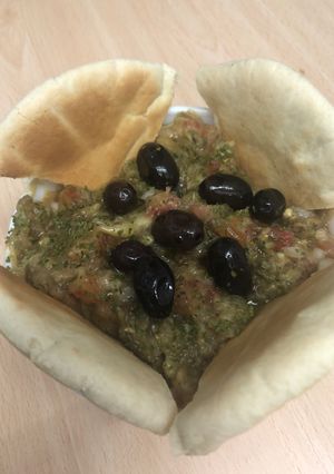 Una foto de 302. Melitzanosalata 🇬🇷 o ensalada griega de berenjenas asadas (picoteo)
