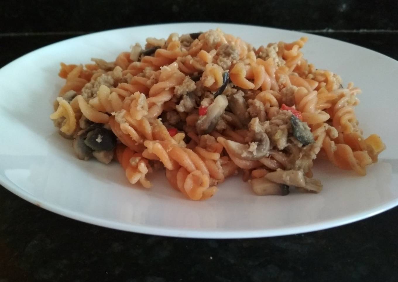 Espirales de lentejas con soja y verduras (vegano)