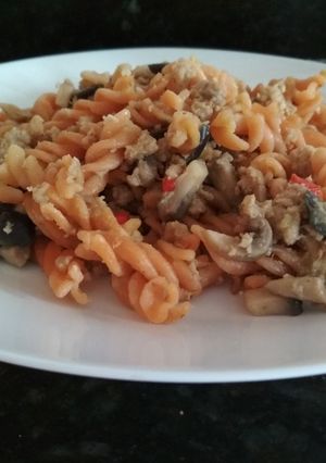 Una foto de Espirales de lentejas con soja y verduras (vegano)