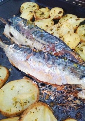 Foto principal de Caballa con patatas al horno ☺️🐟