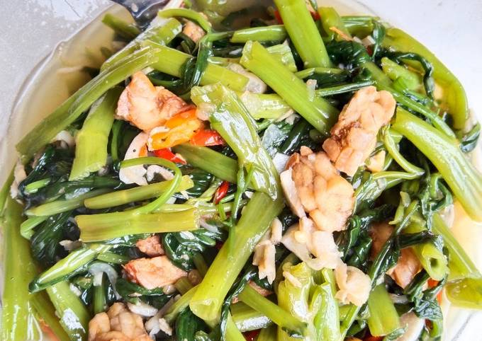 Tutorial Memasak Resep Tumis Kangkung Teri medan dan Tempe