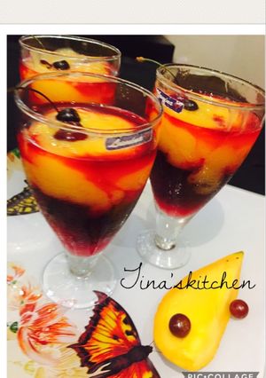 A picture of Sunrise mocktail..... with mango & beetjuice.