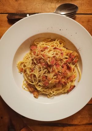 Una foto de Pasta Carbonara