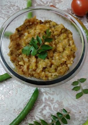 A picture of Sprout moong and wheat khichdi.