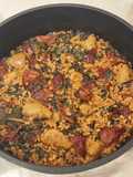 Arroz integral, alcachofas, espinacas y tomate seco