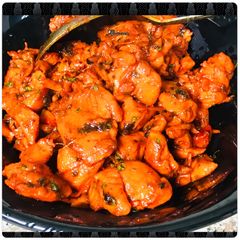 Spicy schezwan chicken A picture of Spicy schezwan chicken.