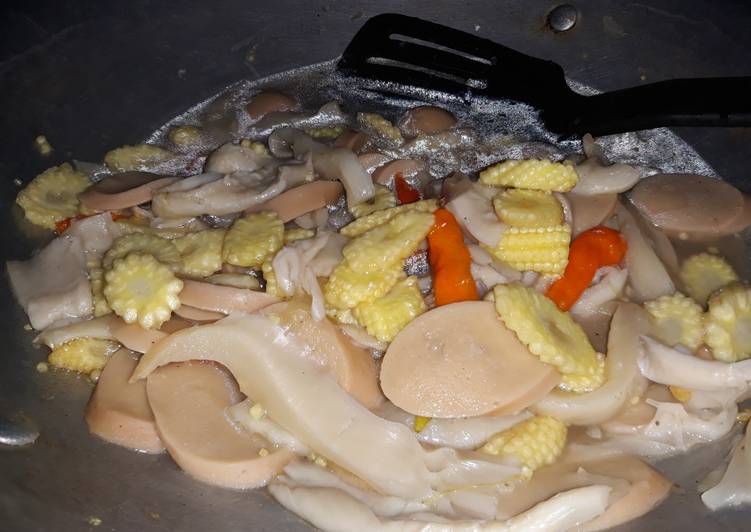 Tumis Mushroom�?� and Baby corn🌽 with Sausage🌭