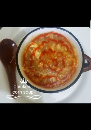 A picture of Chicken corn soup.