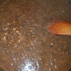 Black beans and chorizo A picture of Black beans and chorizo.